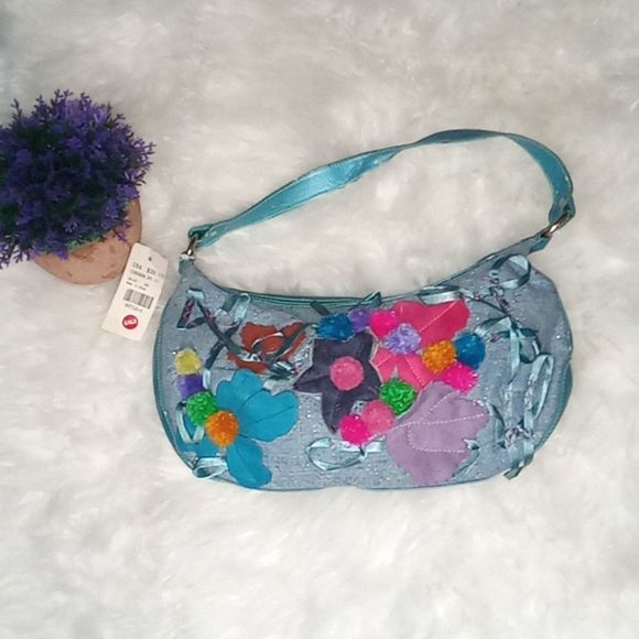 Vintage Retired 90s Claire's/Icing Handbag Patch work Flowers Original Design - Picture 2 of 10